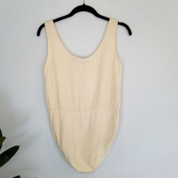 Donna Karen 90’s Vintage 100% Silk Tank Top Square Neck Cream Bodysuit P - Picture 2 of 7